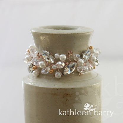 Adele bracelet - rhinestone, crystal & pearl - Rose gold, gold or silver,