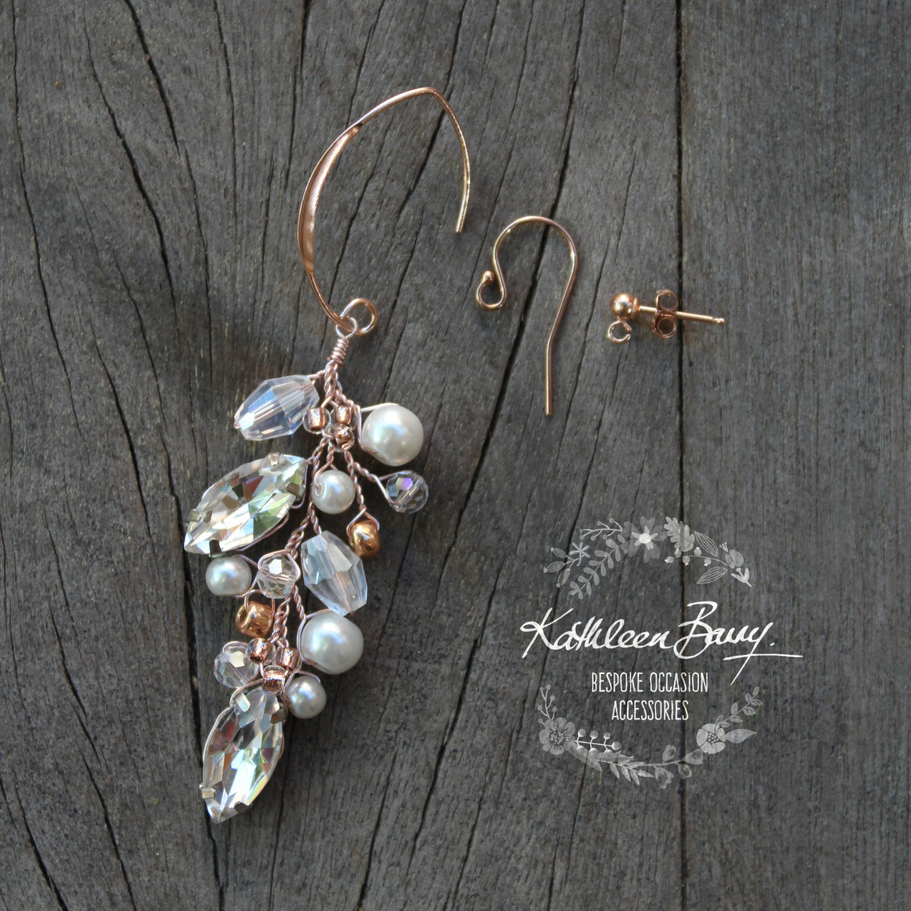 Adele Rhinestone and Pearl Earrings - Rose gold, gold or silver