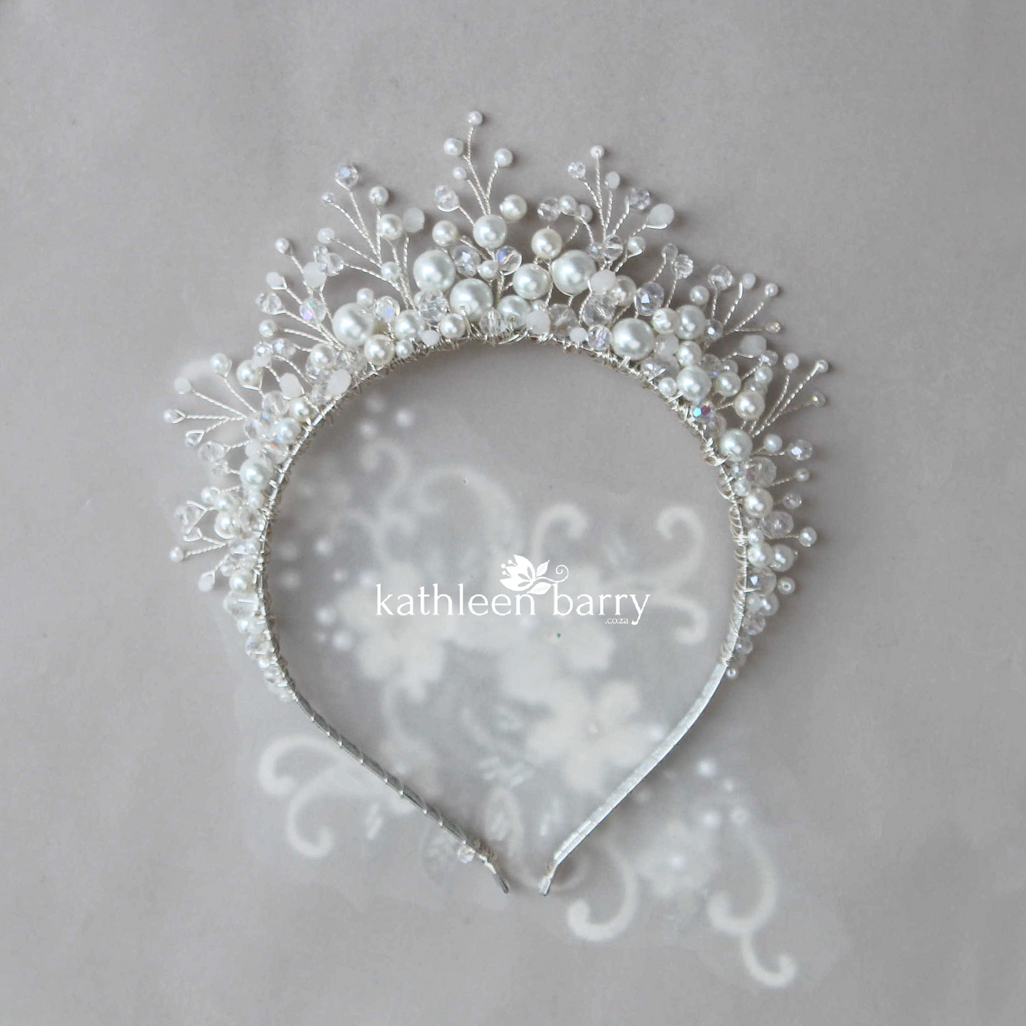 Alita pearl & crystal tiara style crown -Assorted colors available