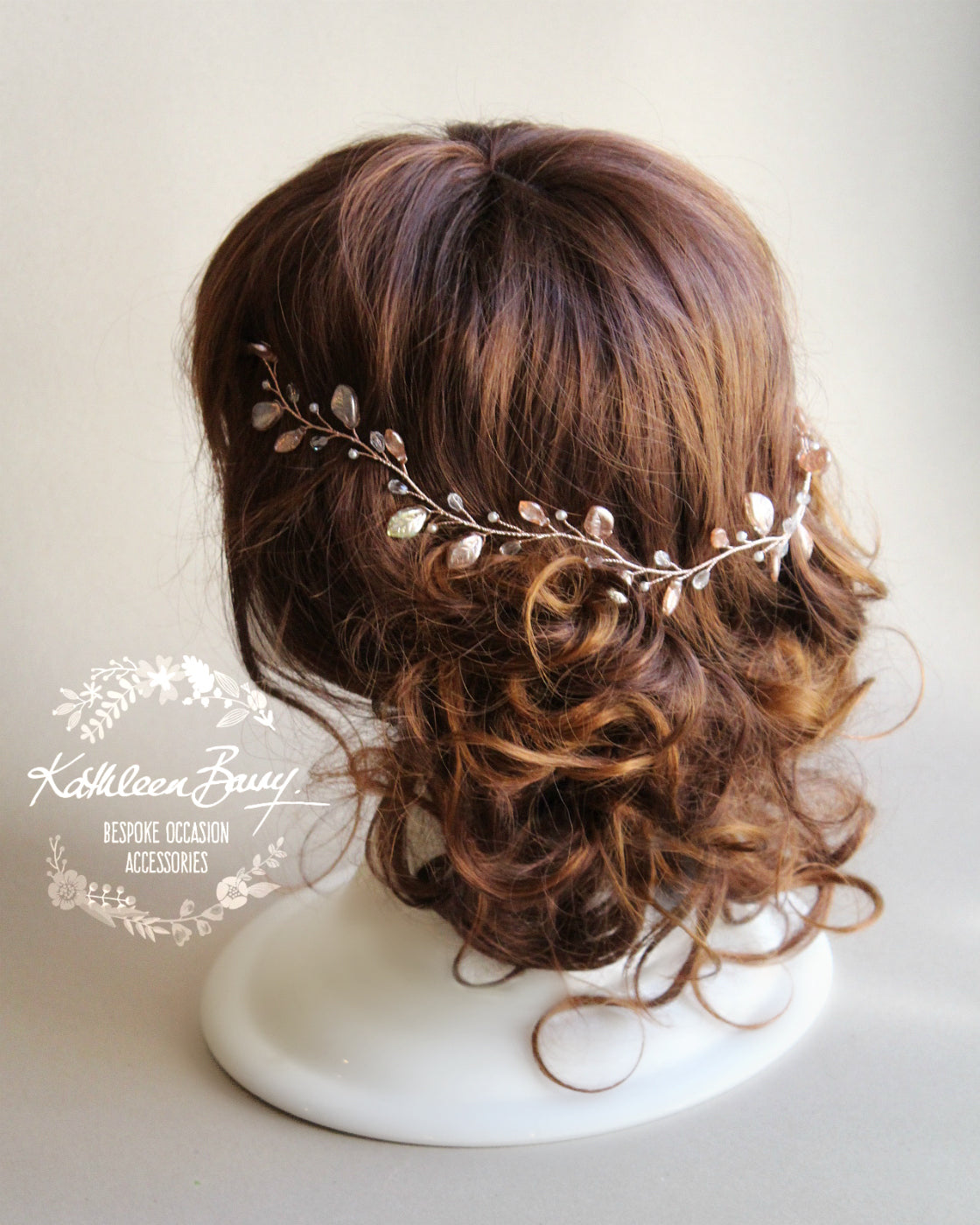 Amanda metallic leaf Crystal & Pearl hair vine / wreath - Silver, gold or rose gold.