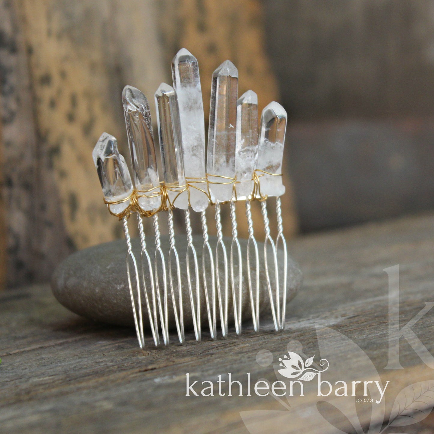 Anerike rose quartz hair combs in gold, silver or rose gold - sold individually