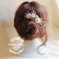 Anique hair comb sage green & blush pink flower detail - Custom colors to order