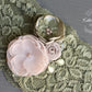 Anique Garter sage green & blush pink flower detail - Custom colors to order