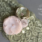 Anique Garter sage green & ivory/white or pink flower detail - Custom colors to order