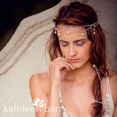 Anita - Bohemian Bride pearl crystal head chain - Available in silver, rose gold or gold