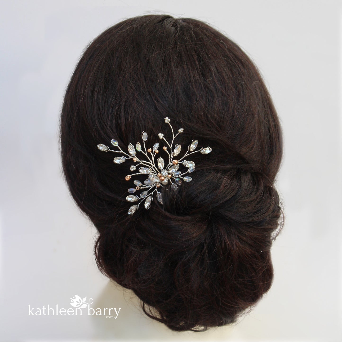 Bridal hair pin rhinestone leaf leaves rose gold and other color options available