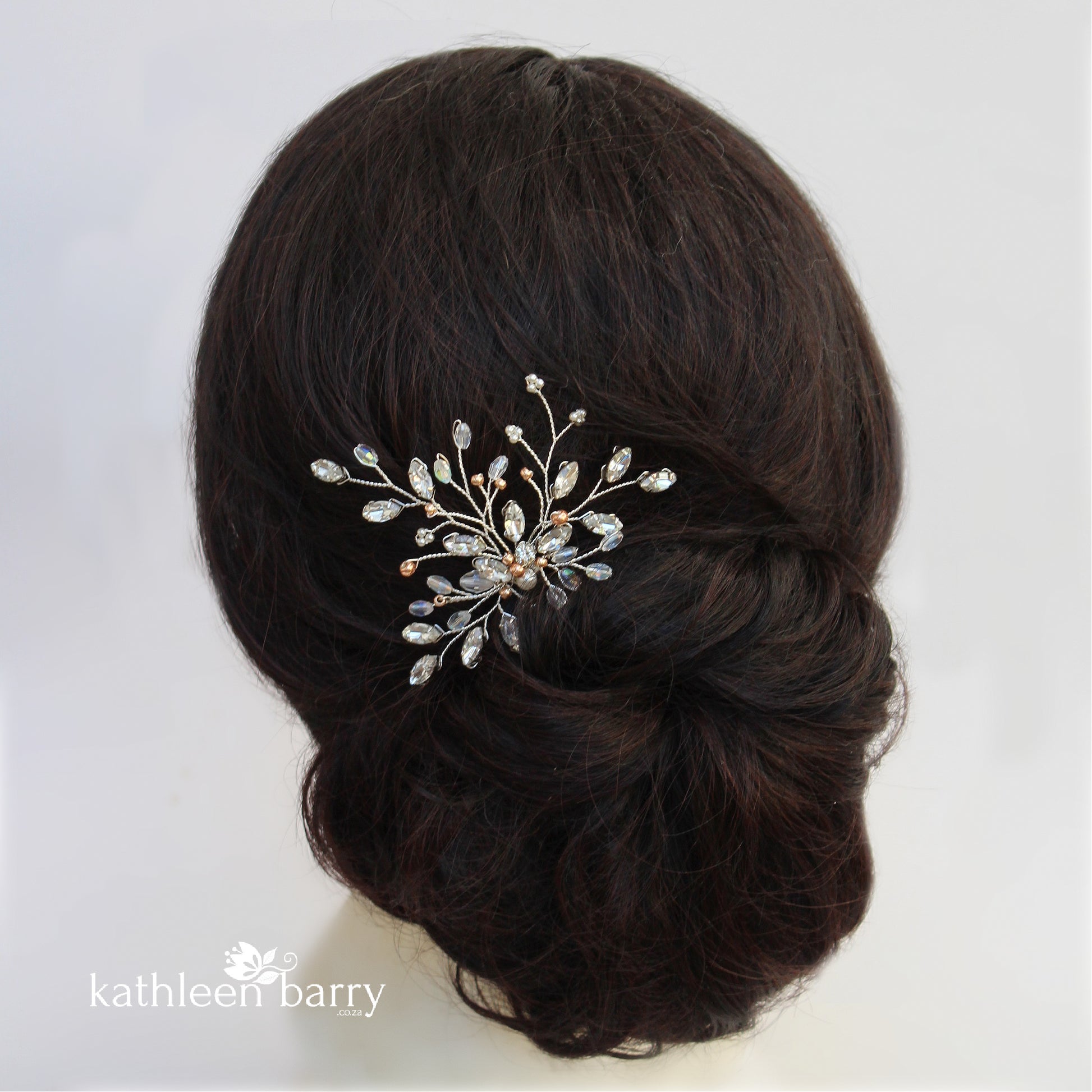 Anna rhinestone and pearl Bridal hair pin finish options available: