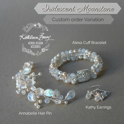 Kathy cluster earrings - Dainty clusters of crystal and pearls silver, gold or rose gold