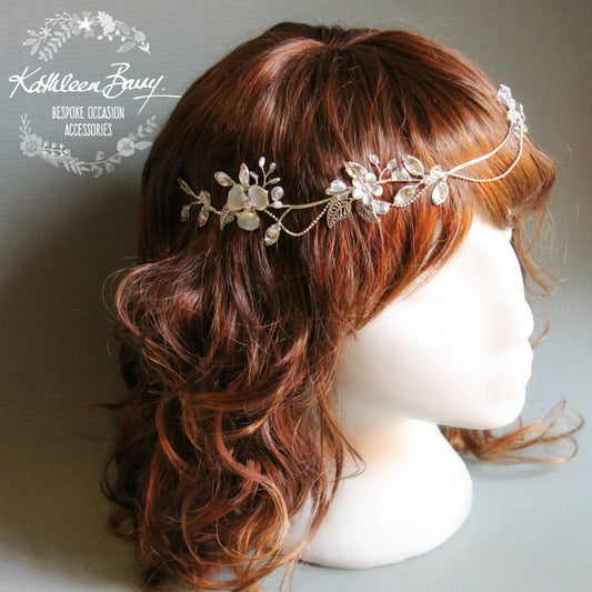 Dana Silver Bridal crown - leaf detail - wedding hair accessories - wreath