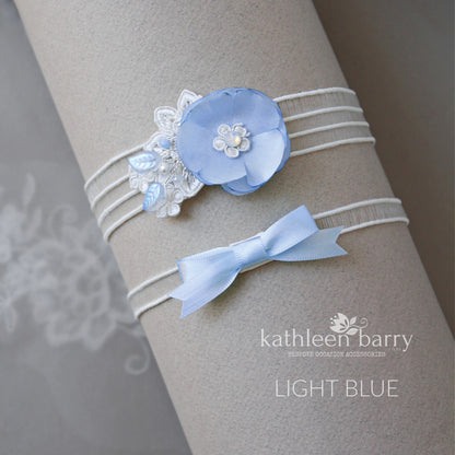 Aqua Mint Garter garter - Main and tossing - custom colors available (sold separately or as a set)