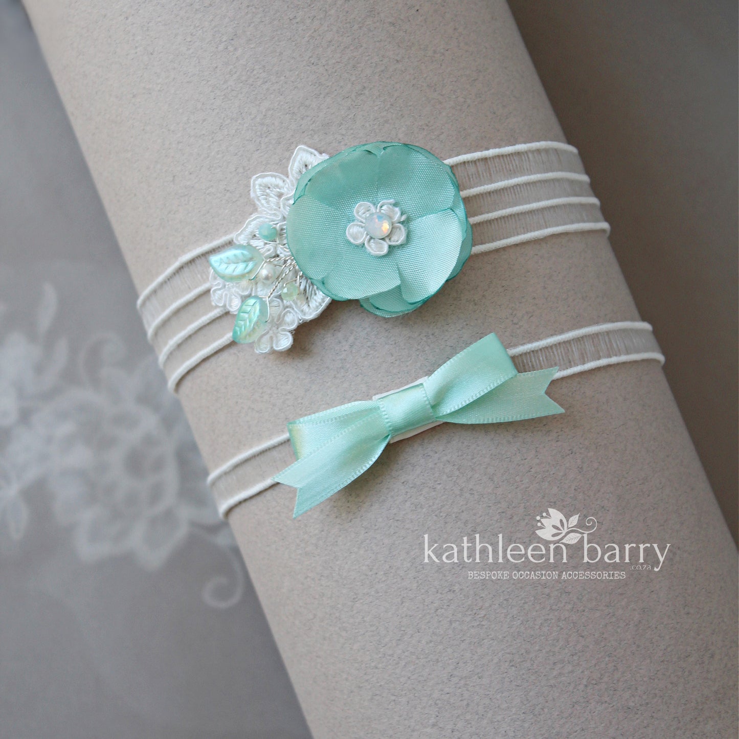 Aqua Mint Garter garter - Main and tossing - custom colors available (sold separately or as a set)
