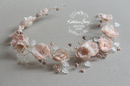 Ariana Rose gold handmade flower wreath blush pink - color options available