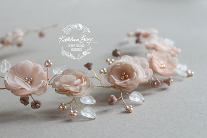 Ariana Rose gold handmade flower wreath blush pink - color options available