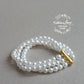Belinda triple strand pearl bracelet - Options pearl & clasp colors Czech pearls
