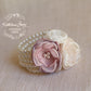 Berdean cuff bracelet - flower corsage on pearl bracelet - Colors to order