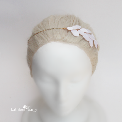 Bianca taffeta leaf headband with metallic trim - rose gold, gold or silver