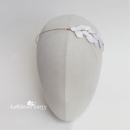 Bianca taffeta leaf headband with metallic trim - rose gold, gold or silver