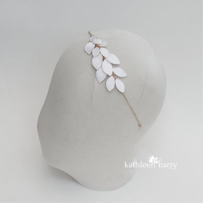 Bianca taffeta leaf headband with metallic trim - rose gold, gold or silver