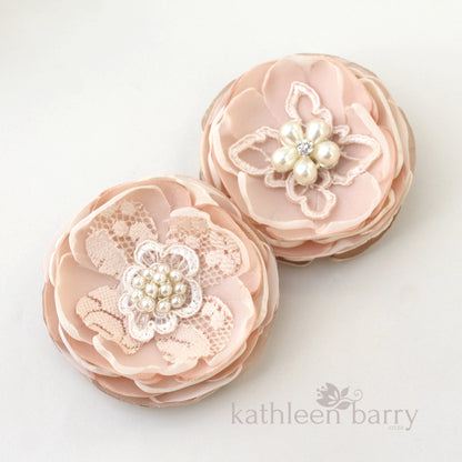 Blush pink hair flower or brooch - Bride, flower girl, bridesmaid, mother of the bride or groom gifts