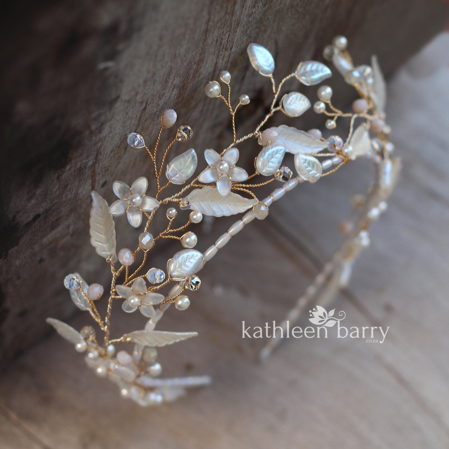 Blythe Iridescent opalescent floral leaf crown - color and finish options available