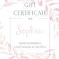 Gift certificate personalized - Bridal shower gift idea - COLORS AVAILABLE - Choose your amount starting FROM: