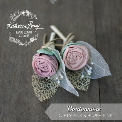 Boutonniere or corsage - lapel pin groom ombre pink green- color options available - everlasting