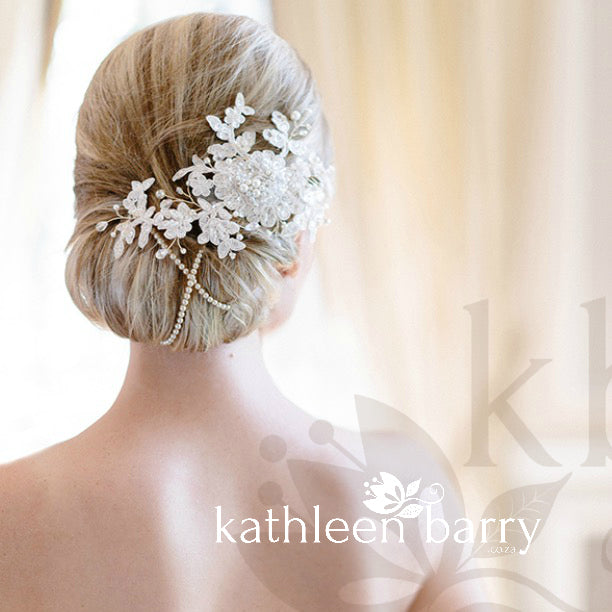 Lace bridal hair clip veil comb kathleen barry
