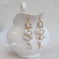Brooke pearl cubic zirconia chandelier earrings -  white, blush pink or ivory/pearls, Gold finish only.