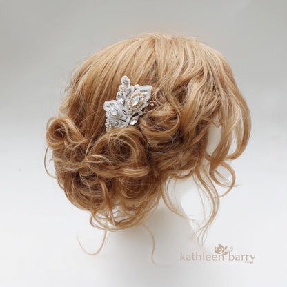 Carol-Ann Butterfly lace hair clip - Rhinestone and crystal beaded embroidery - custom colors available