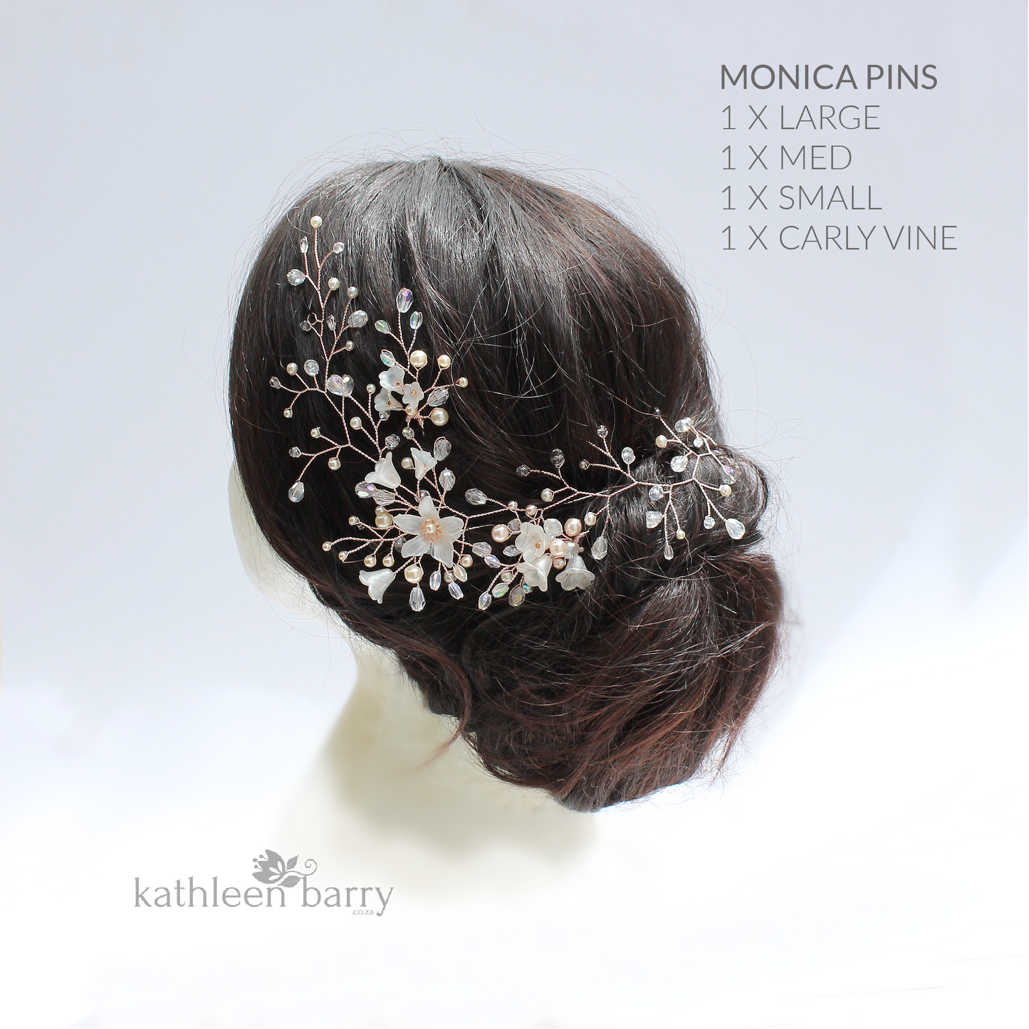 Carly Hair vine - crystal and pearl - available in silver, gold, rose gold plated finish