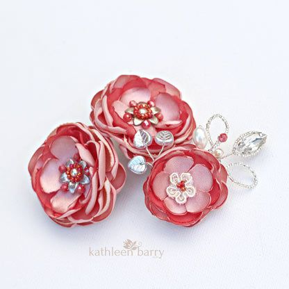 Jeanine brooch or hair pin - Rose Gold, nude, taupe & tan (Colors on request)