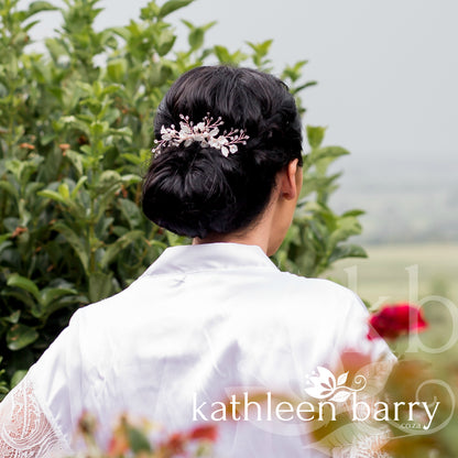 Freya Floral Spray Crystal, Pearl & Rhinestone Comb - Color options available