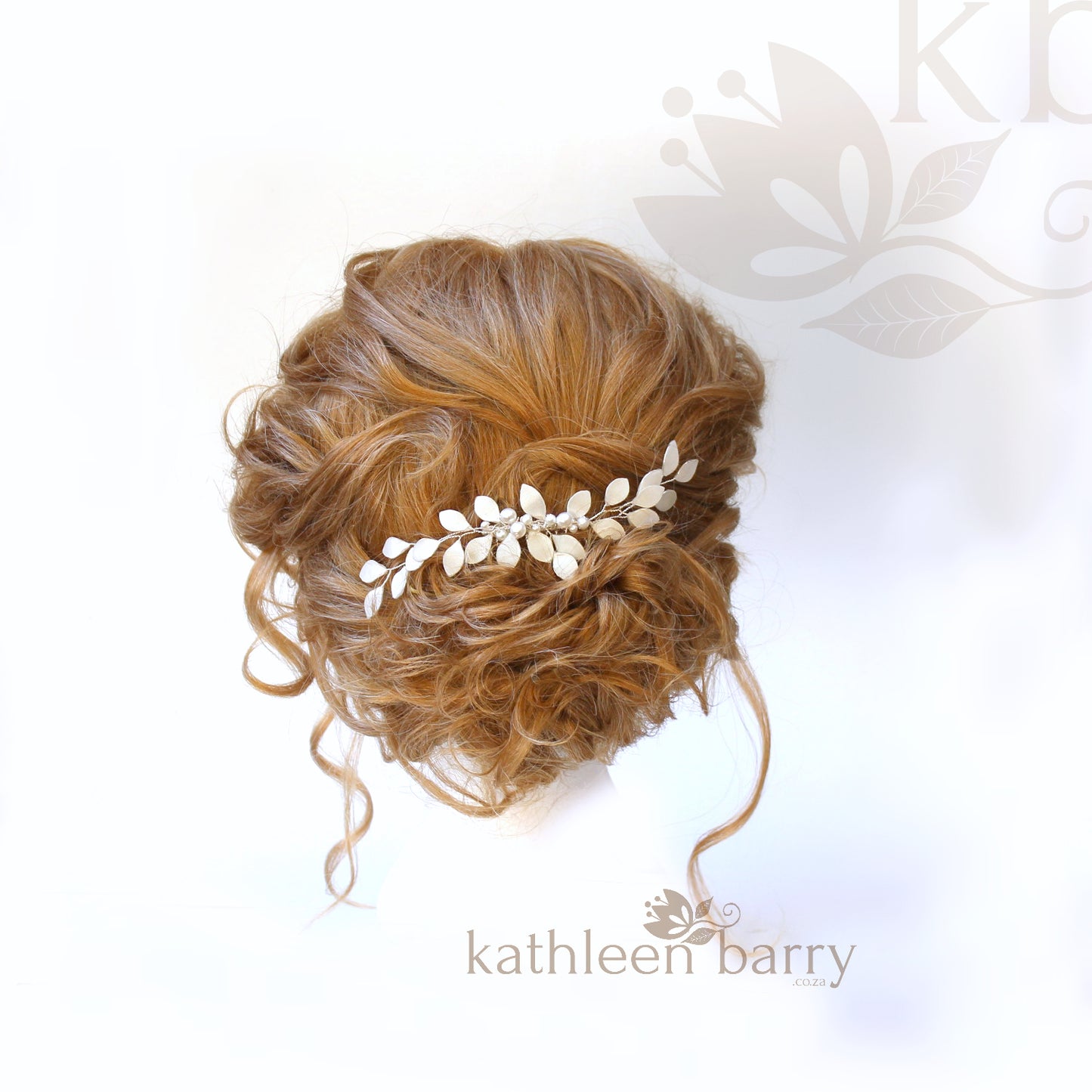 Caralize leaf hairpiece - satin sculpted fabric leaves & pearls - many color options available