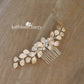 Caralize leaf hairpiece - satin sculpted fabric leaves & pearls - many color options available