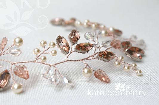 Carina rose gold wedding hair vine or dress belt - Assorted colors available