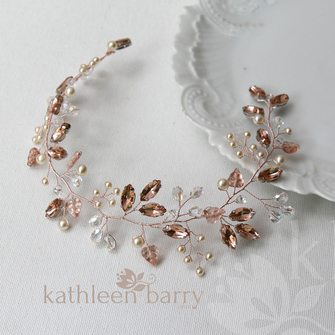 Carina rose gold wedding hair vine or dress belt - Assorted colors available