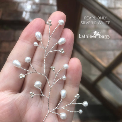 Carly Hair vine - crystal and pearl - available in silver, gold, rose gold plated finish