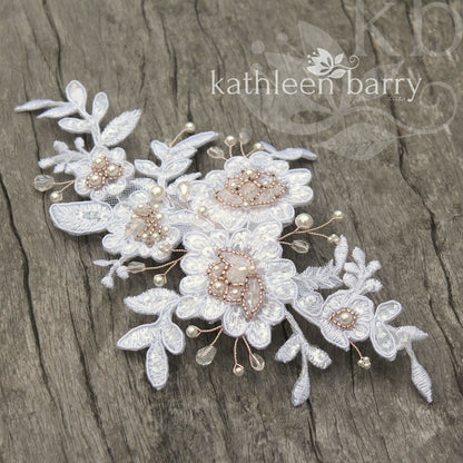 Lace bridal hair clip wedding clip rose gold