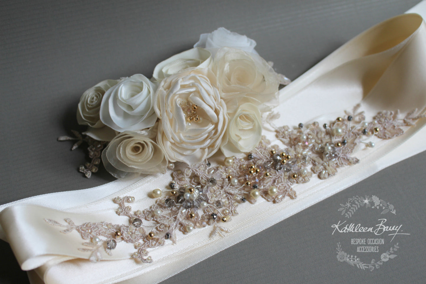 Caroline floral hairpiece - handmade fabric flower - bridal wedding accessories - colors to order