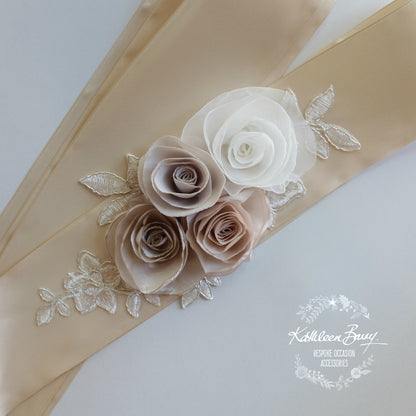ivory nude champagne wedding dress bridal sash belt online fabric handmade Kathleen Barry Bespoke Occasion Accessories ivory nude champagne wedding dress bridal sash belt online fabric handmade Kathleen Barry Bespoke Occasion Accessories