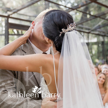 Freya Floral Spray Crystal, Pearl & Rhinestone Comb - Color options available