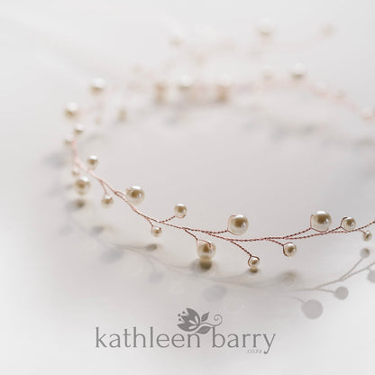 Cherize Bridal Pearl Hair Vine - Bridal wreath - Gold, silver, rose gold options - two pearl size options FROM: