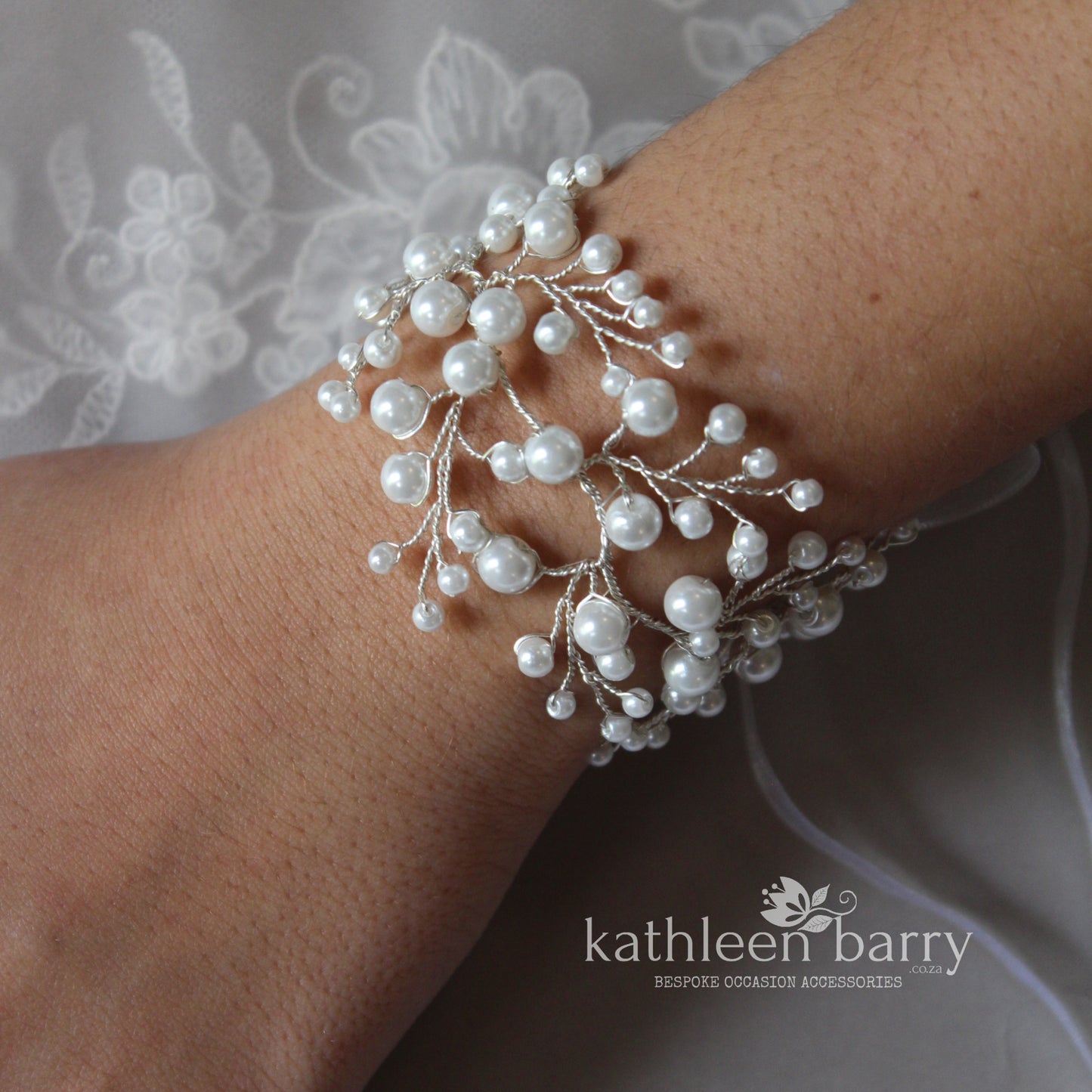Annastayja cuff corsage bracelet assorted pearl and finish colors available