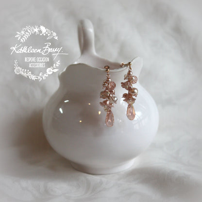 Christine earrings - Blush Pink or Off-white - Rose gold, pale gold or silver