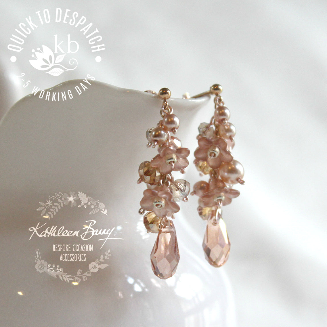 Christine earrings - Blush Pink or Off-white - Rose gold, pale gold or silver