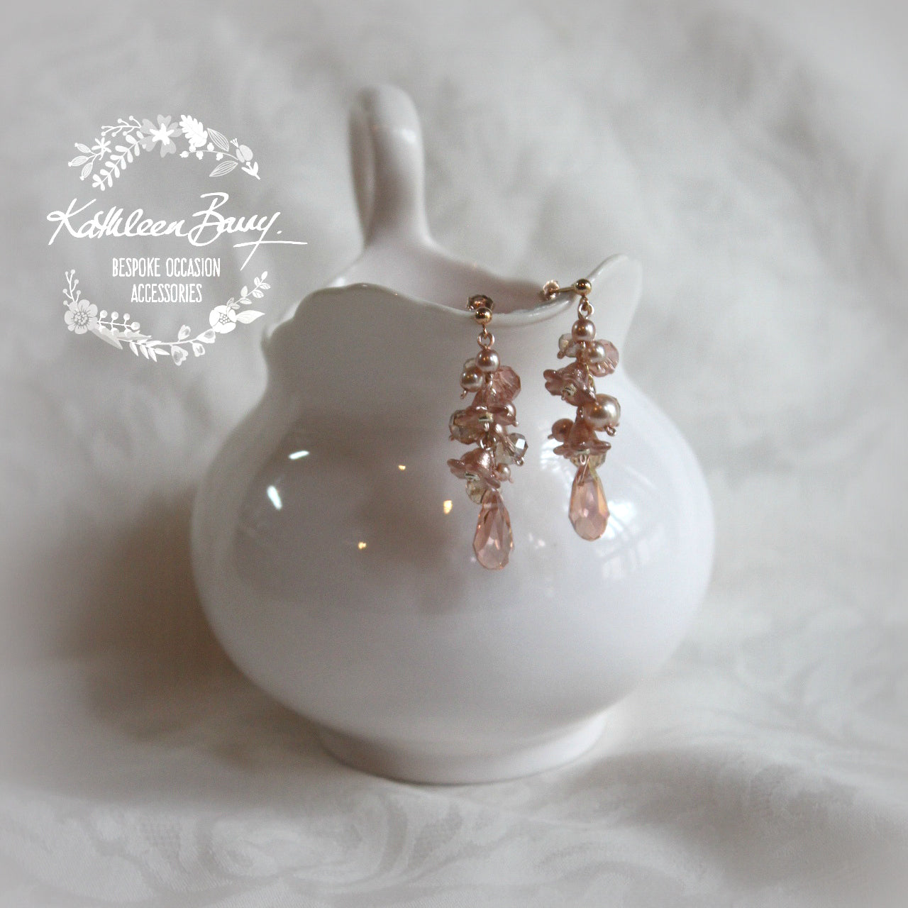 Christine earrings - Sage green or Off-white or Blush Pink - Rose gold, pale gold or silver