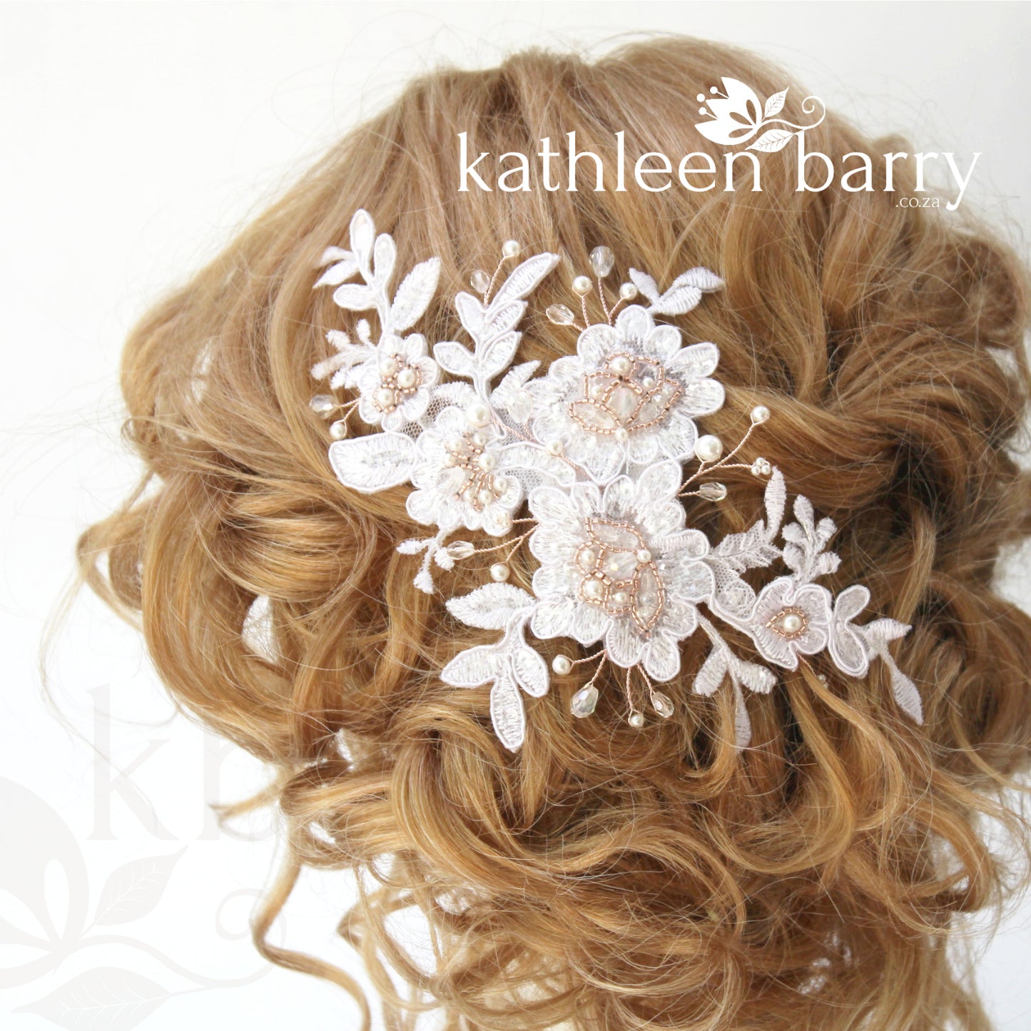 Lace bridal hair clip wedding clip rose gold