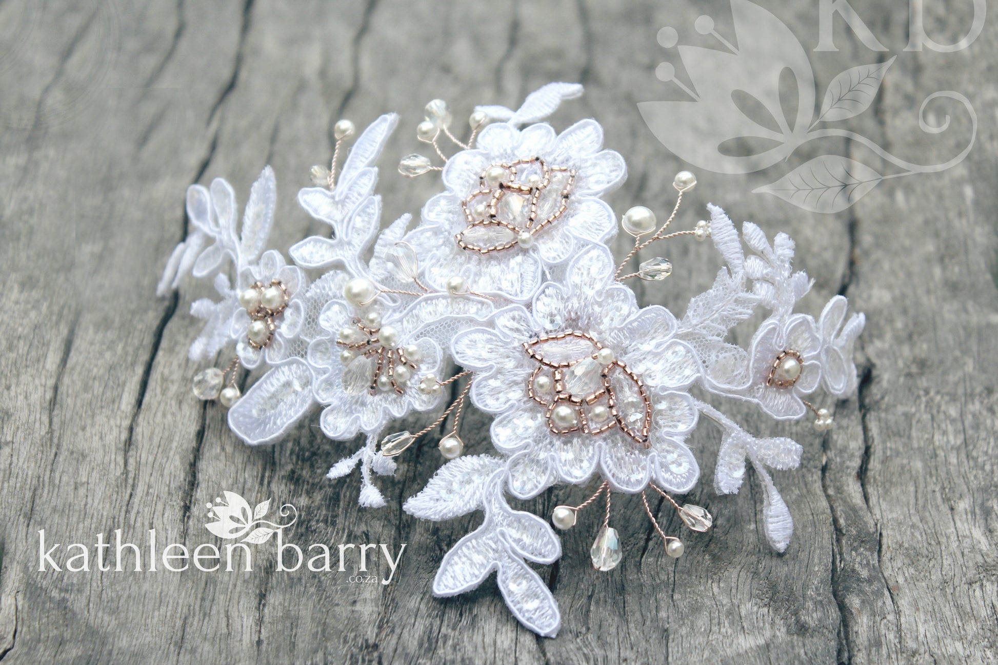 Lace bridal hair clip wedding clip rose gold