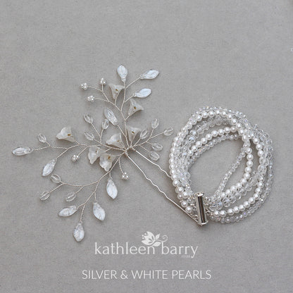 Clarize 5 strand pearl cuff bracelet (7 PEARL COLORS AVAILABLE)