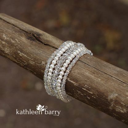 Clarize 5 strand pearl cuff bracelet (7 PEARL COLORS AVAILABLE)